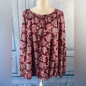 Style &CO Size:XXL Women Long  Sleeve Peasant Popover Multi Color